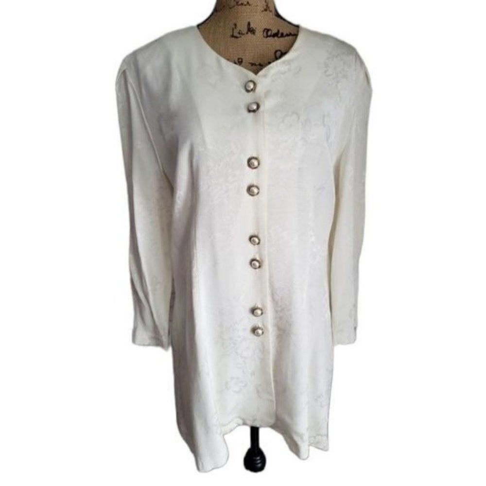 Vintage White Long Sleeve Button Front Tunic